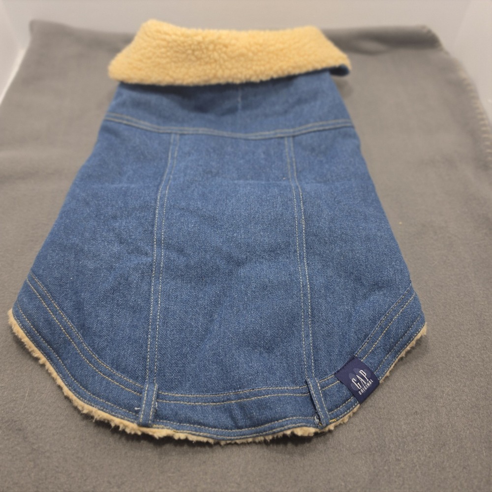 New GAP Denim & Sherpa Dog Coat Reversible Size Large Dog Vest.  J